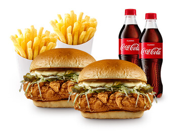 Chicken Burger Double meal (2 Chicken Burger+2 Fries+2 Coca-Cola)