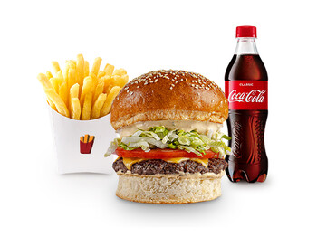 Fryday MENU (1 Fryday burger + 1 Kartof fri + 1 Kola və ya 1 Limonad)